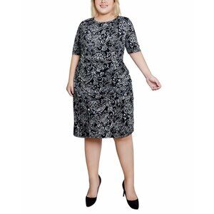 Ny Collection Womens Side Pleat Jersey Knit Dress Night Historic Size 2X